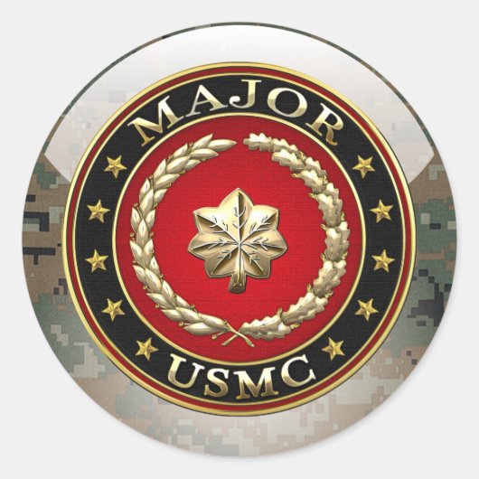 Sticker Rond Marines des États-Unis : Major (major de l'USMC) [ (Devant)