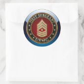 Sticker Rond Marines des États-Unis : Premier sergent (USMC 1er (Sac)