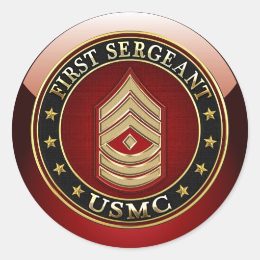 Sticker Rond Marines des États-Unis : Premier sergent (USMC 1er (Devant)