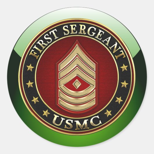 Sticker Rond Marines des États-Unis : Premier sergent (USMC 1er (Devant)
