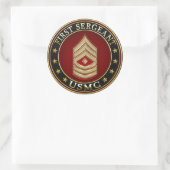 Sticker Rond Marines des États-Unis : Premier sergent (USMC 1er (Sac)