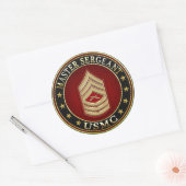 Sticker Rond Marines des États-Unis : Sergent-maître (USMC MSgt (Enveloppe)