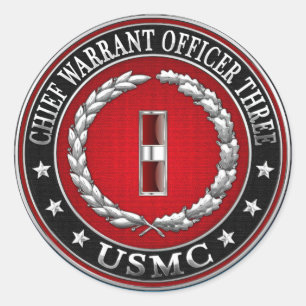 Sticker Rond Marines des USA : Garantie en chef trois (usmc