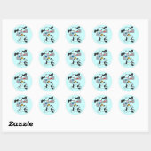 Sticker Rond Marionnettes avec T-shirts et cadeaux de journaux (Feuille)