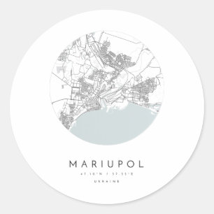 Sticker Rond Mariupol Ukraine Coordonnées Carte Ville natale