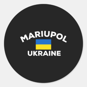 Sticker Rond Mariupol Ukraine Drapeau Ukrainien Ville
