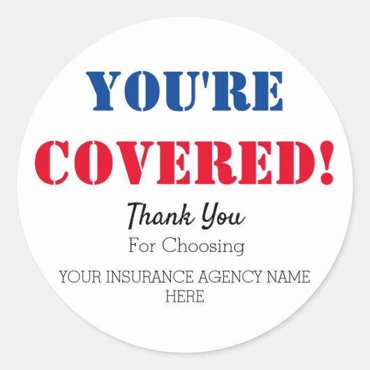 Sticker Rond Marketing d'assurance client personnalisé (Devant)