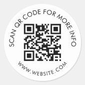 Sticker Rond Marketing de code QR personnalisé simple (Devant)