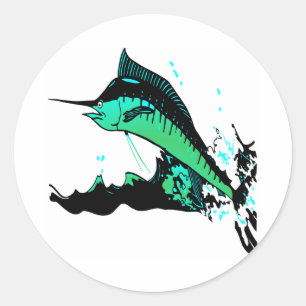 Sticker Rond Marlin blanc Marlins de pêche