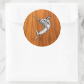 Sticker Rond Marlin style Chrome sur Décor en bois de teck (Sac)