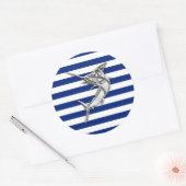 Sticker Rond Marlin Swordfish Chrome Style sur les bandes marin (Enveloppe)