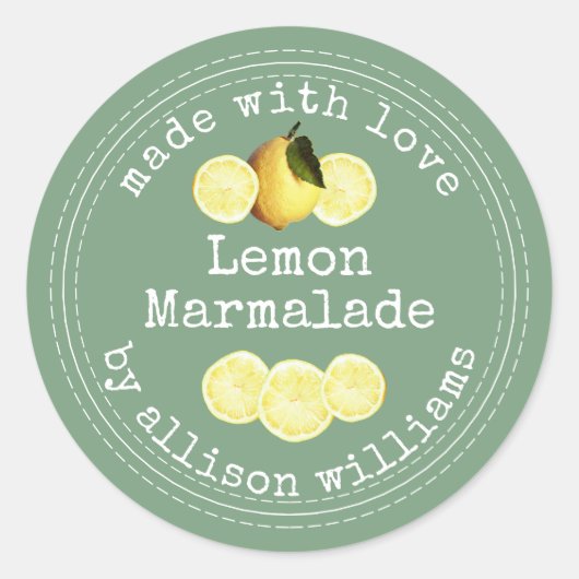 Sticker Rond Marmelade de citron verte maison rustique (Devant)