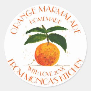 Sticker Rond Marmelade d'orange Aquarelle Fruit cuisine