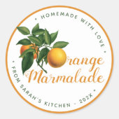 Sticker Rond Marmelade d'Orange Faite Maison avec Amour Couverc (Devant)