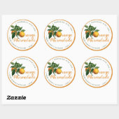 Sticker Rond Marmelade d'Orange Faite Maison avec Amour Couverc (Feuille)