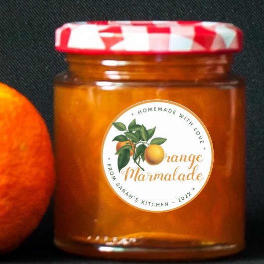 Sticker Rond Marmelade d'Orange Faite Maison avec Amour Couverc