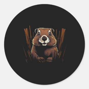 Sticker Rond Marmotte faune colorée amoureux de la marmotte fau