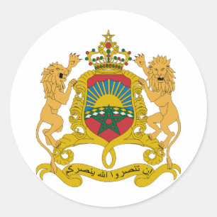 Sticker Rond Maroc Armoiries Officielles Symbole d'Heraldry