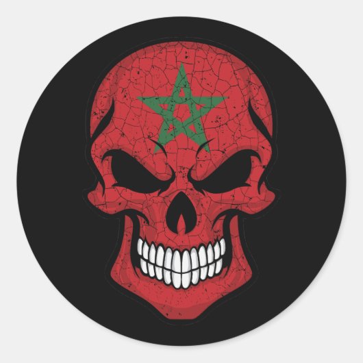 Sticker Rond Maroc Drapeau crâne souriant (Devant)