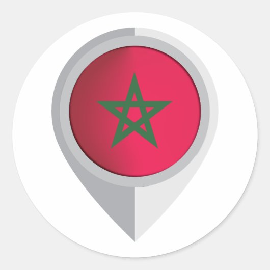 Sticker Rond Maroc Emplacement de la broche Drapeau pour votre  (Devant)