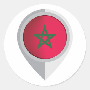 Sticker Rond Maroc Emplacement de la broche Drapeau pour votre 