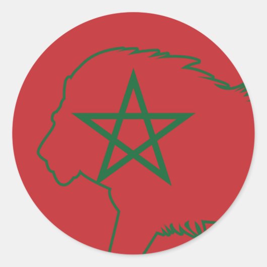 Sticker Rond Maroc Lion National Animal Drapeau (Devant)