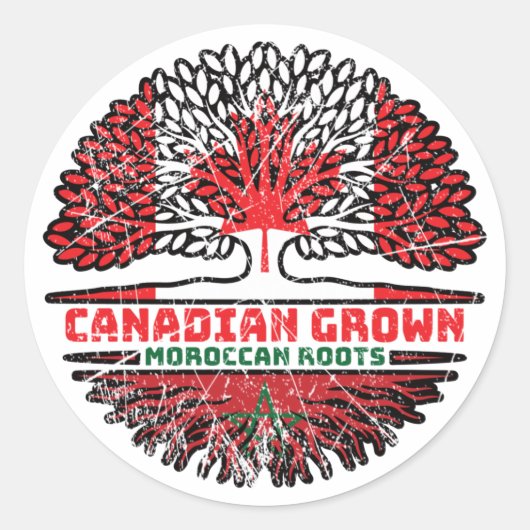 Sticker Rond Maroc Marocain Canadien Drapeau des racines de l'a (Devant)