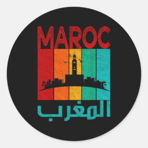 Sticker Rond Maroc vintage J'aime Maroc Carte Maroc Football