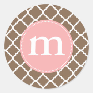 Sticker Rond Marocain Brown élégant Quatrefoil personnalisé