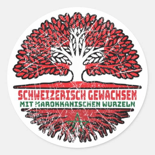 Sticker Rond Marokko Marokkanisch Schweizer Schweiz Baum Wurzel (Devant)