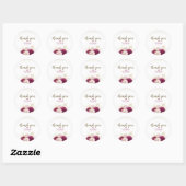 Sticker Rond Maroon Bourgogne Parties scintillant d'or Mariage  (Feuille)