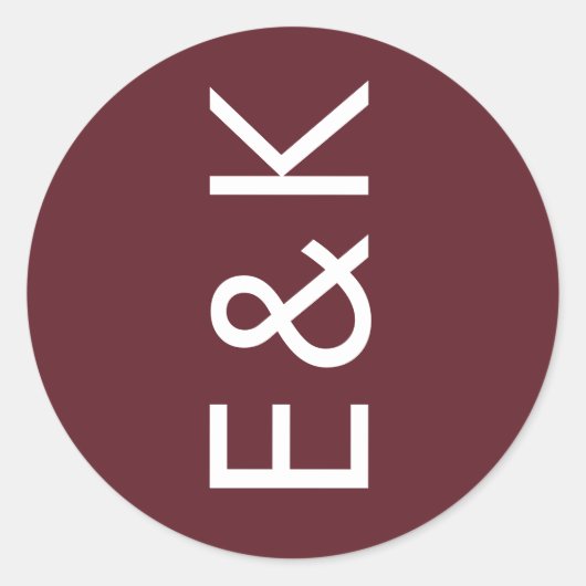 Sticker Rond Maroon de Bourgogne moderne Gras grand Mariage Mon (Devant)