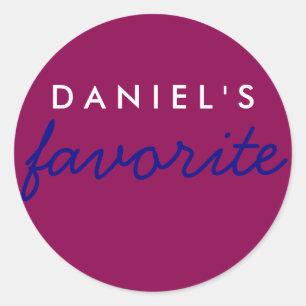 Sticker Rond Maroon favori personnalisé Magenta Navy bleu