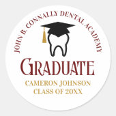 Sticker Rond Maroon Gold Dental School Graduation Party (Devant)