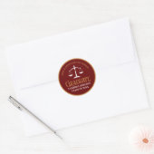Sticker Rond Maroon Gold Law School Graduation Party (Enveloppe)