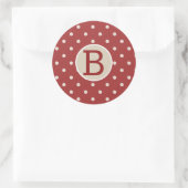 Sticker Rond Maroon Rouge Polka Dot Russe Pays Kraft Monogramme (Sac)