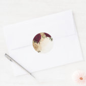 Sticker Rond Maroon vert beige or botanique mariage (Enveloppe)