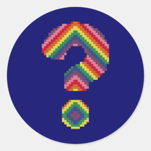 Sticker Rond Marque de question arc-en-ciel