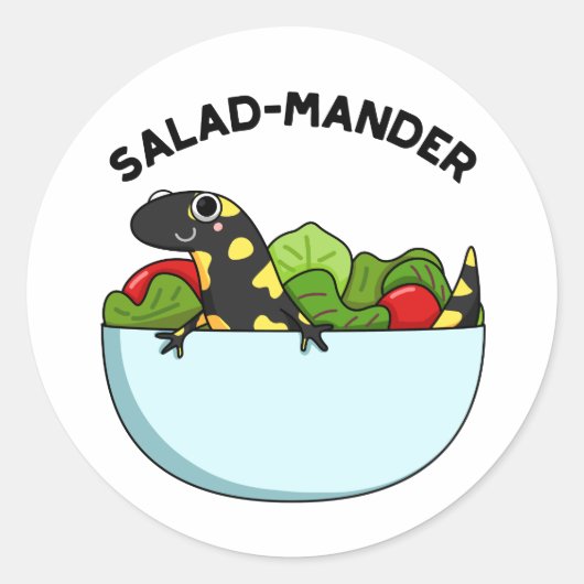 Sticker Rond Marque de salade Funny Salamander Animal Pun (Devant)