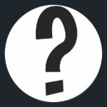 Sticker Rond Marque d'interrogation noire<br><div class="desc">Un autocollant de point d'interrogation noir.</div>