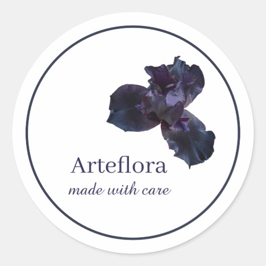 Sticker Rond Marque fleuriste en iris violet (Devant)