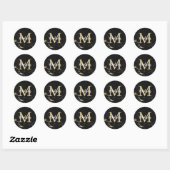 Sticker Rond Marque noire Monogram Gold (Feuille)