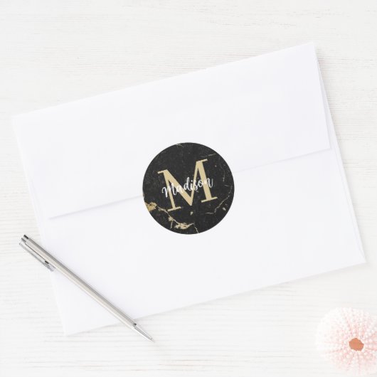 Sticker Rond Marque noire Monogram Gold (Enveloppe)