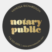 Sticker Rond Marque publique d'or Noir élégant (Devant)