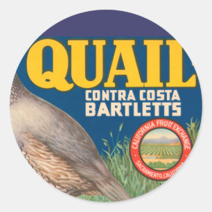 Sticker Rond Marque Quail Contra Costa Bartletts