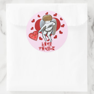 Sticker Rond Marques d'amour de cupidon
