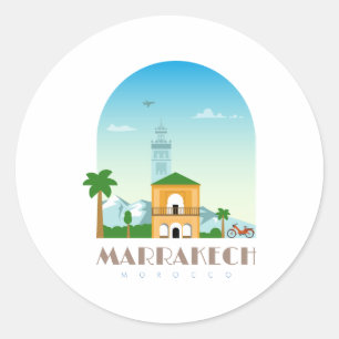Sticker Rond Marrakech ville Maroc Skyline