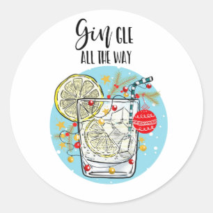Sticker Rond marrant la carte Gin noël jingle tout le long