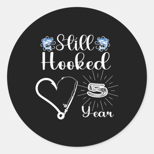Sticker Rond Married 5 Years - Fishing Couple - 5th Wedding Ann (Devant)