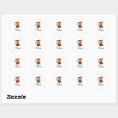 Sticker Rond marron aquarelle singe animal ajouter nom (Feuille)